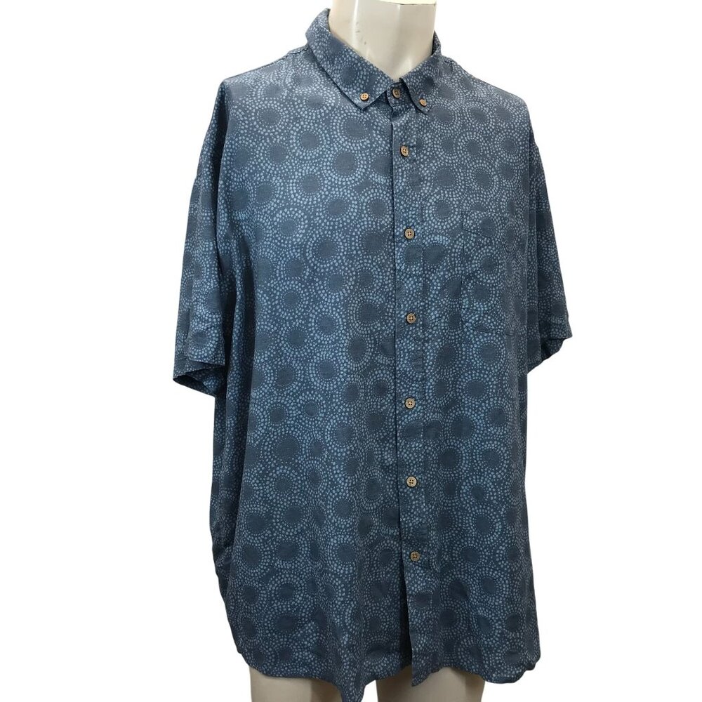 ECOTHREADS - MEN'S XLARGE - BLUE SHORT SLEEVE COLLARED BUTTON UP SHIRT